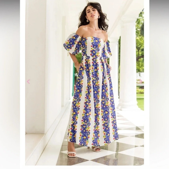 Floral Off-Shoulder Maxi Dress - Picture 1 of 16